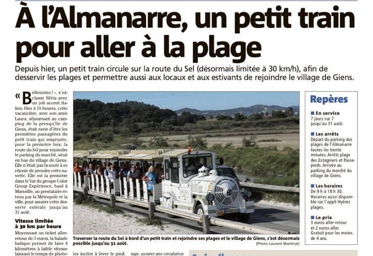 A l’Almanarre, un petit train pour aller à la plage
